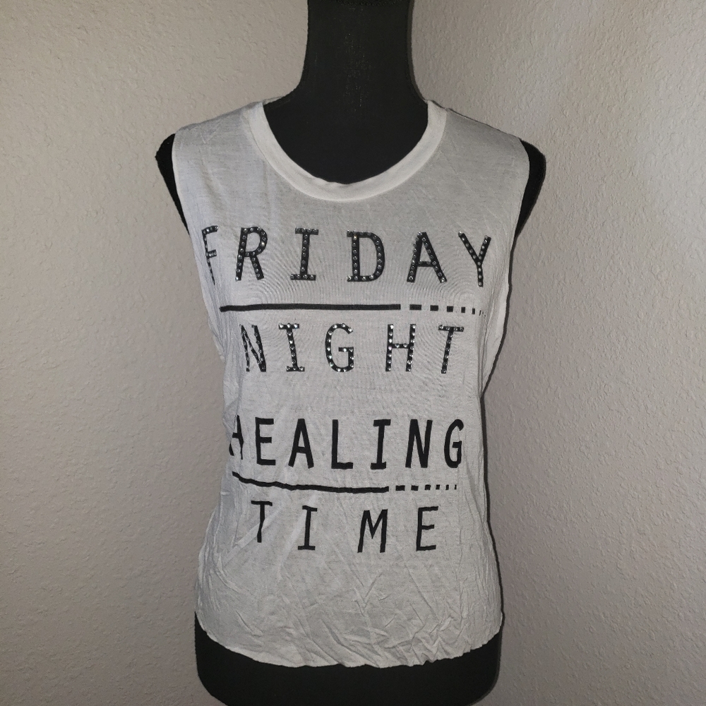 Friday Night Healing Time Inspirational Bling Tank